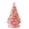 Casafield Hand Painted Ceramic Christmas Tree, Pink 15-Inch Pre-Lit Tree with 128 Multi Color Lights and 2 Star Toppers